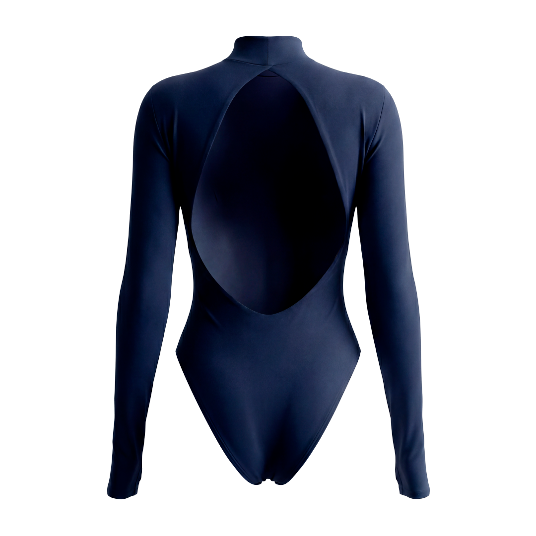 Long Sleeve Open Back Navy Blue