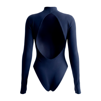 Long Sleeve Open Back Navy Blue