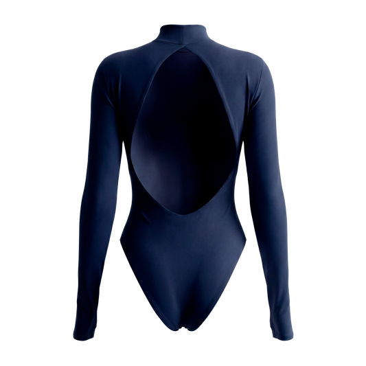 Long Sleeve Open Back Navy Blue